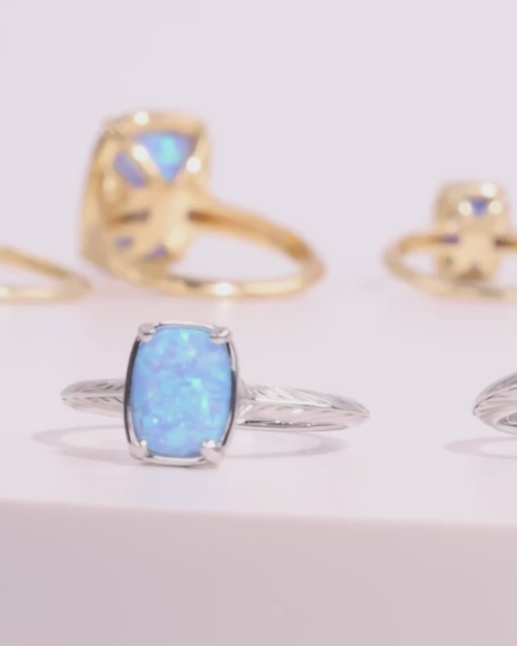 Sterling Silver Cobalt Blue Opal Elongated Cushion Ring