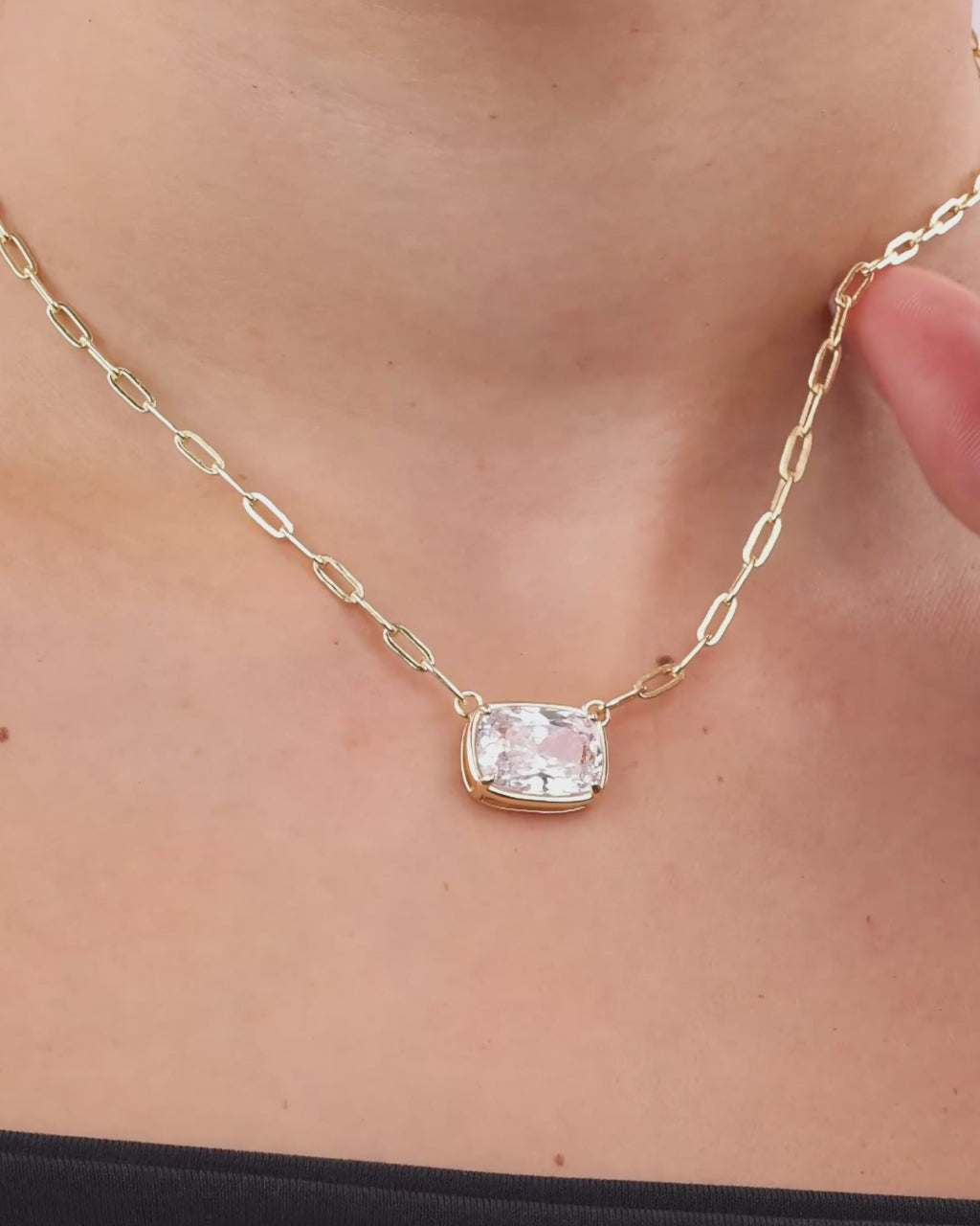 Sterling Silver Elongated Cushion Paperclip Chain Necklace