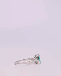 Sterling Silver Mini Green Opal Elongated Cushion Ring