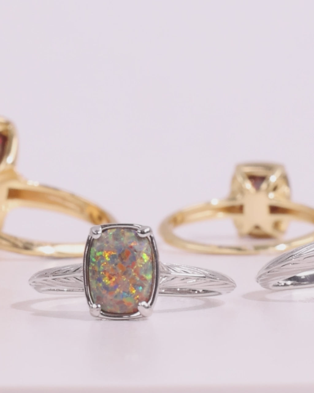 Sterling Silver Greenish Brown Opal Elongated Cushion Ring