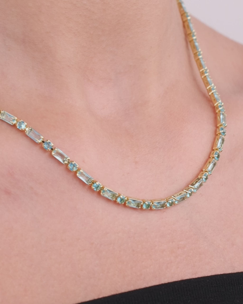 Georgia Aquamarine CZ Tennis Necklace