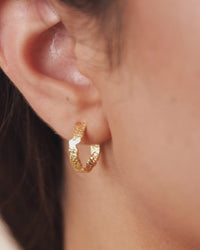 Sterling Silver Mary Textured Hoop Earrings