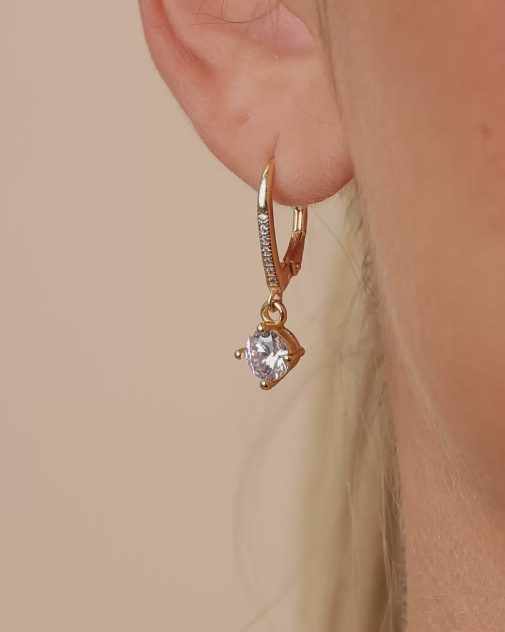 Sterling Silver Matilda Brilliant Cut CZ French Clip Earrings