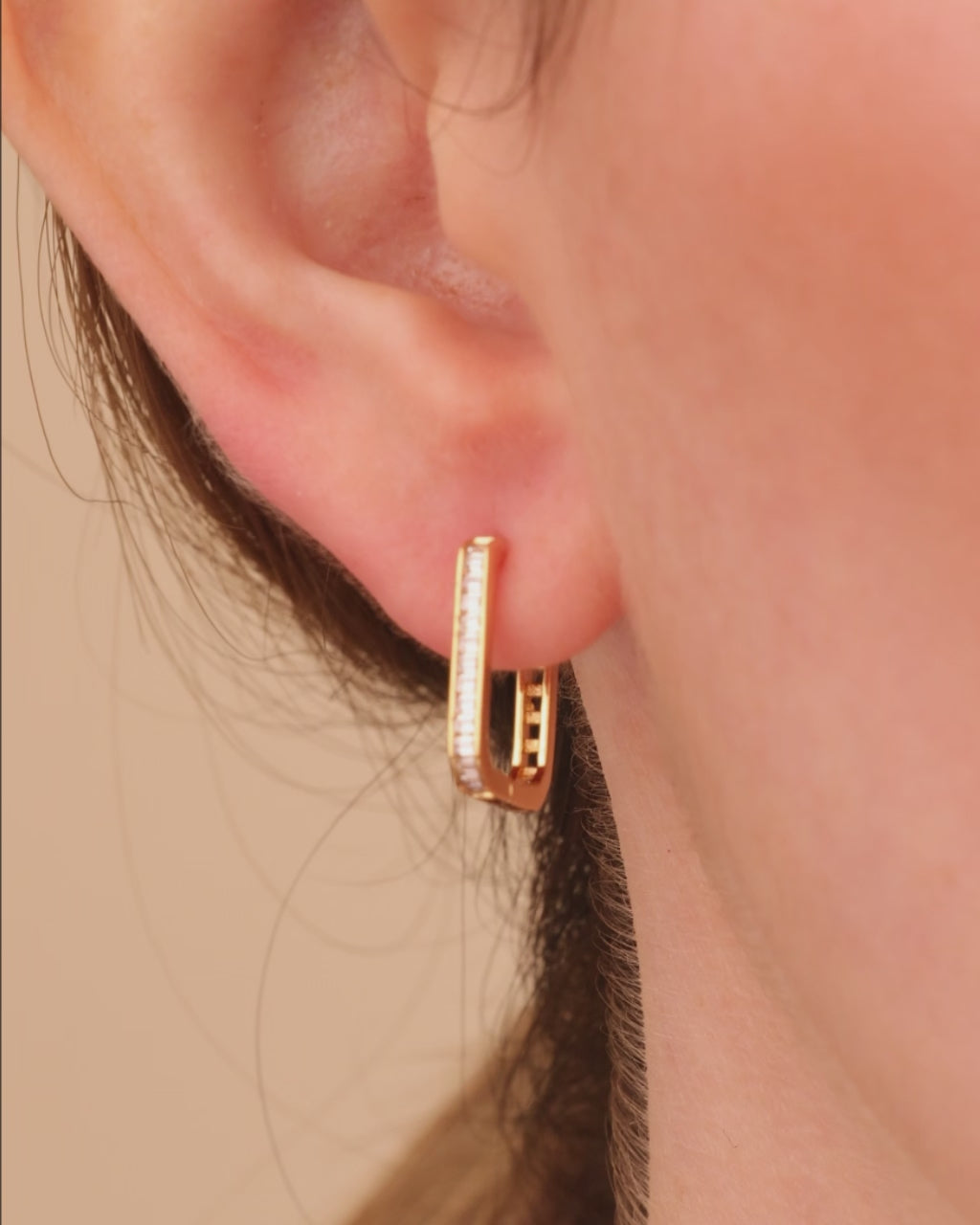 Piper CZ Rectangle Hoop Earrings