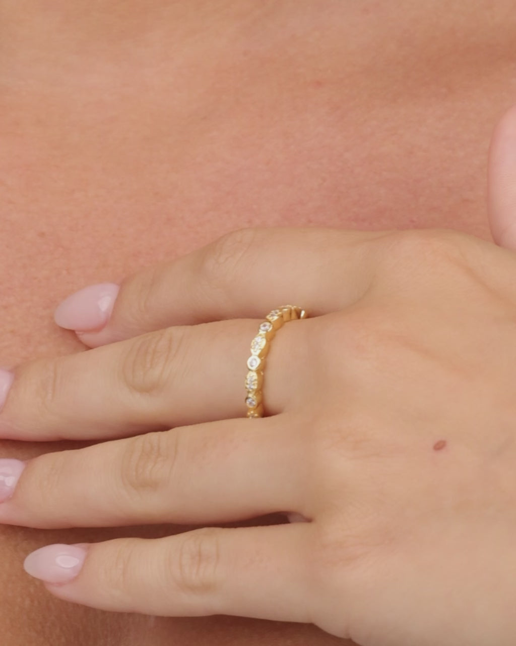 Sterling Silver CZ Bezel Band Ring