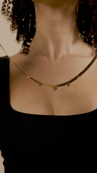 Brecken Stationed CZ Herringbone Necklace