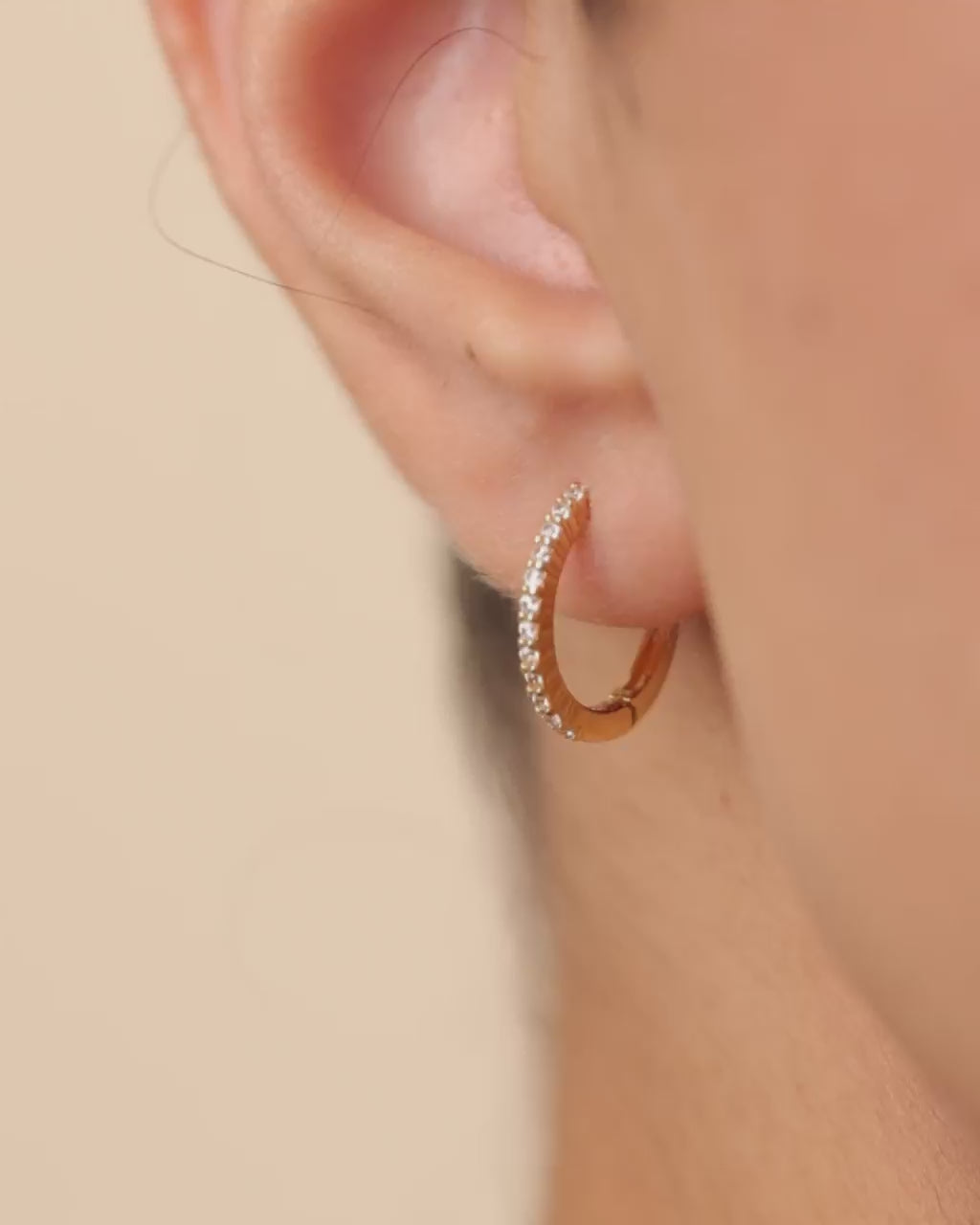 Sterling Silver Pave CZ Micro Hoops