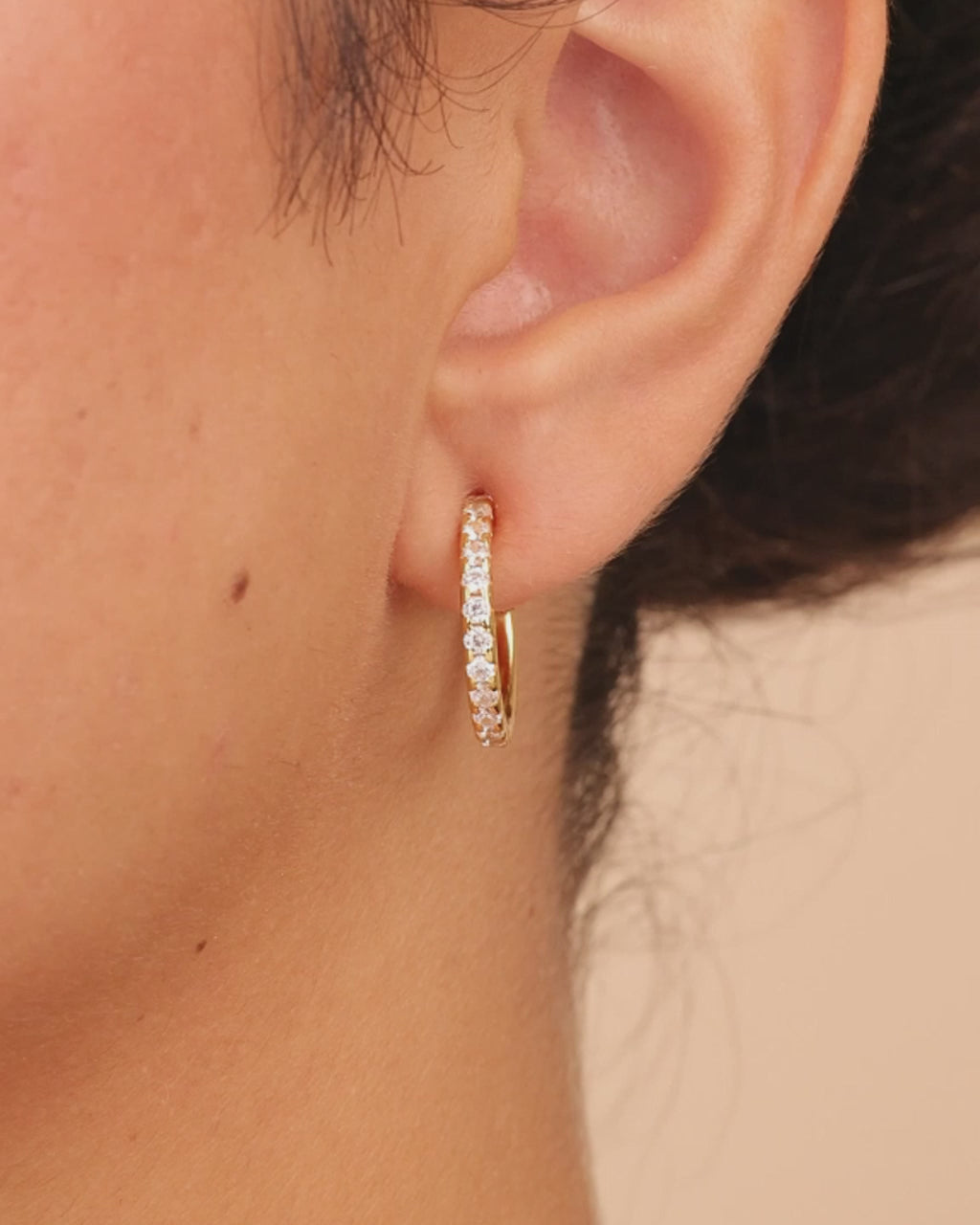 Sterling Silver Eleri CZ Tube Hoops