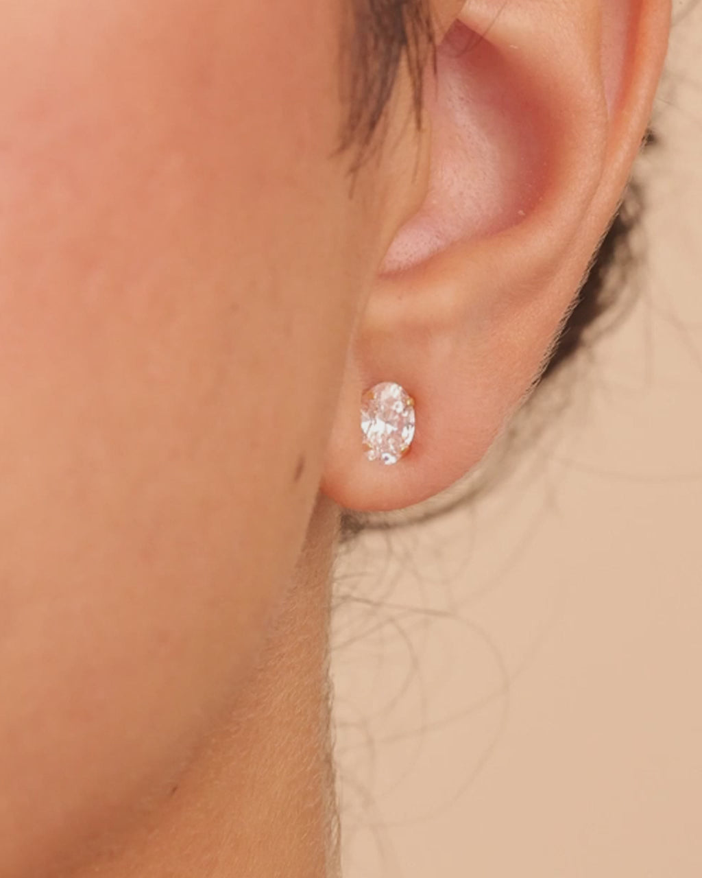 Sterling Silver Oval Cut Prong Set Stud Earrings