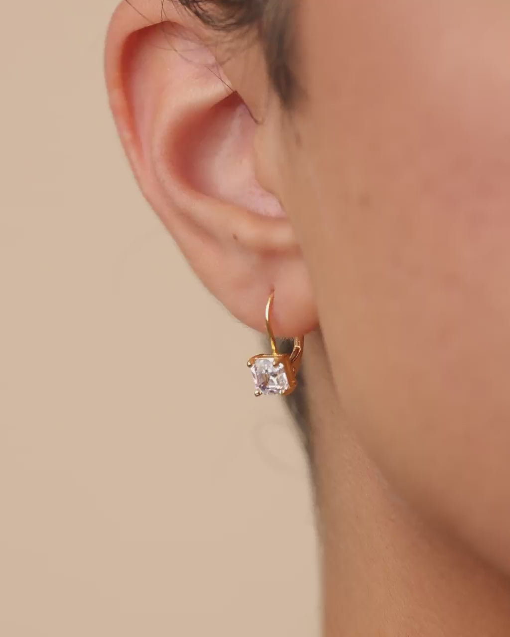 Sterling Silver Princess Cut French Clip Earrings