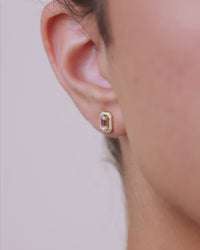 Sterling Silver Emerald Cut Brilliant Halo Studs