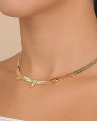 Brecken Stationed CZ Herringbone Necklace