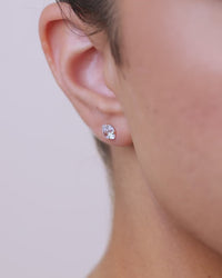 Sterling Silver Cushion Cut Prong Set Stud Earrings