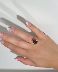 Sterling Silver Chocolate Elongated Cushion Ring - Original & Mini Bundle
