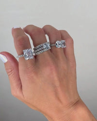 Sterling Silver Brilliant CZ with 2 Bands