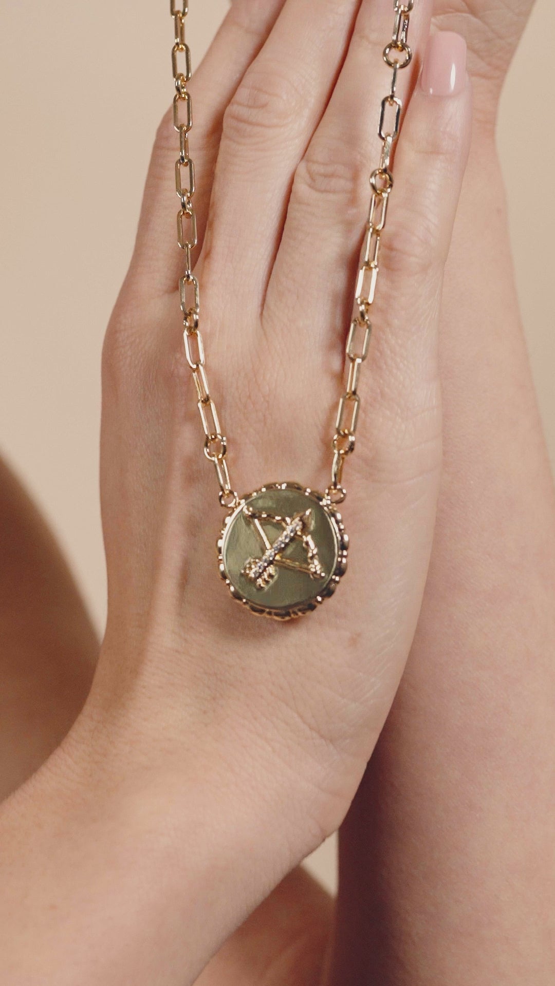 Bold CZ Zodiac Link Pendant Necklace
