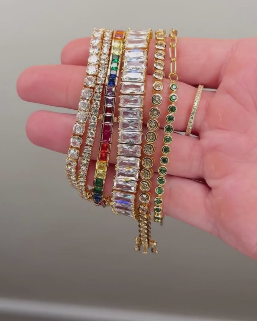 国内発送・送関込み☆KING ICE☆Tennis Bezel Set CZ Bracelet 14mm Clustered Princess-Cut Tennis Bracelet | King Ice
