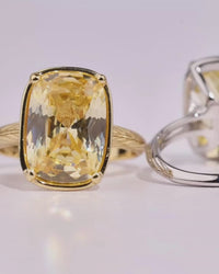 Sterling Silver Elongated Cushion Light Yellow CZ Cocktail Ring