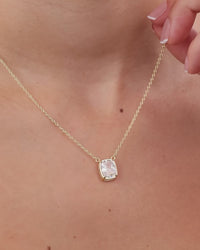 Sterling Silver Mini Elongated Cushion Drop Necklace