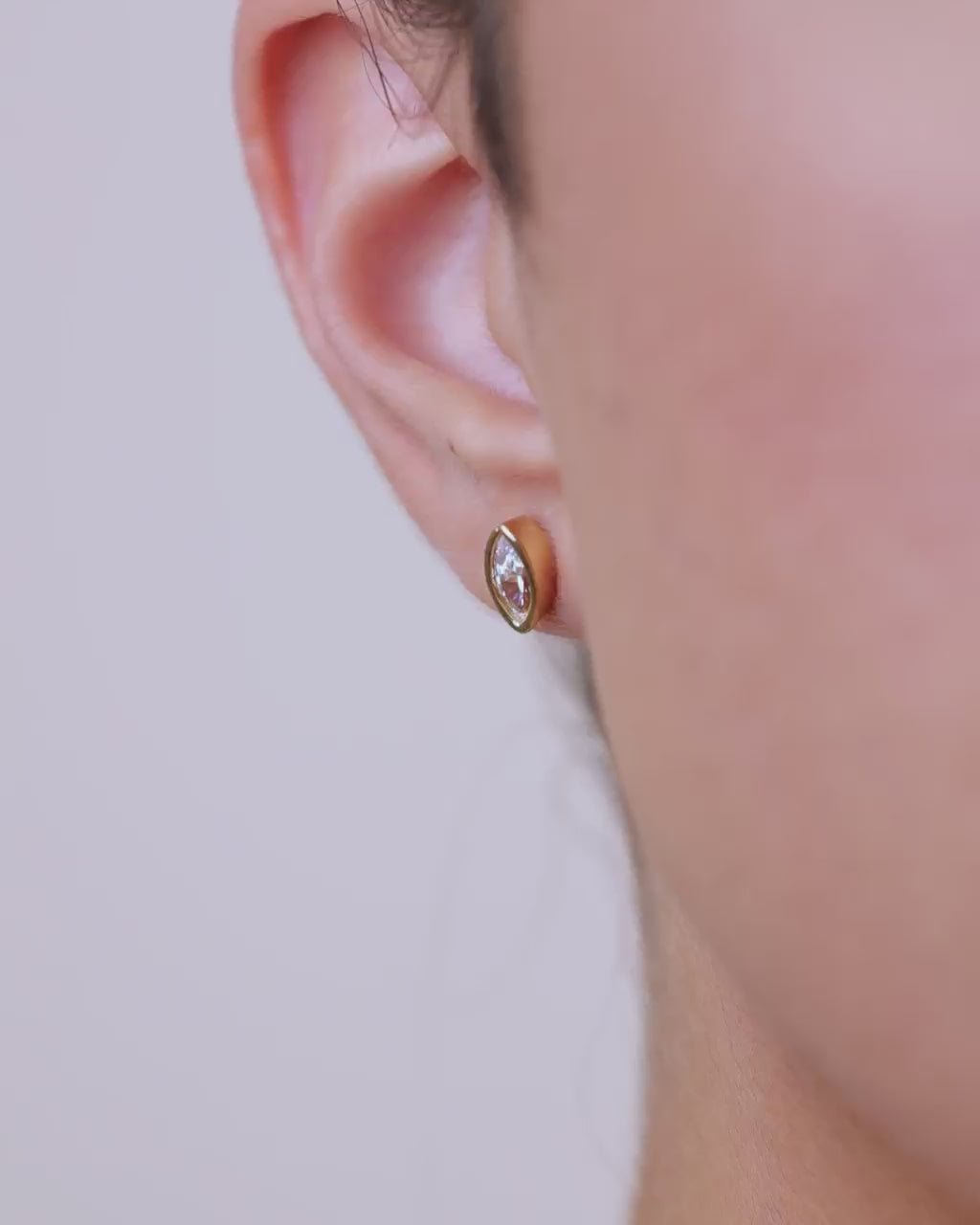 Sterling Silver Marquise Cut Bezel Set Stud Earrings