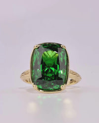 Sterling Silver Elongated Cushion Emerald CZ Cocktail Ring