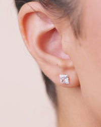 Sterling Silver Princess Cut Prong Set Stud Earrings