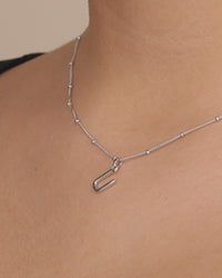 Sterling Silver Initial Necklace with Beaded Chain