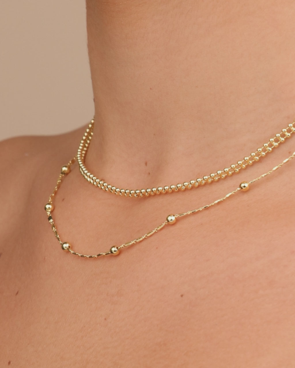 Layered Beaded Chain Necklace