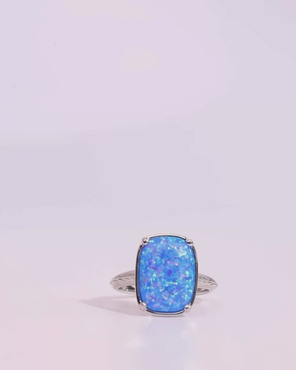 Sterling Silver Cobalt Blue Opal Elongated Cushion Ring