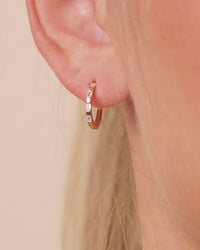 Sterling Silver Henley CZ Baguette Micro Hoop Earrings