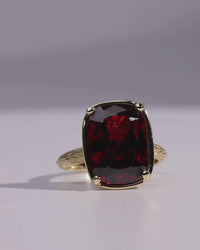 Sterling Silver Elongated Cushion Garnet CZ Cocktail Ring