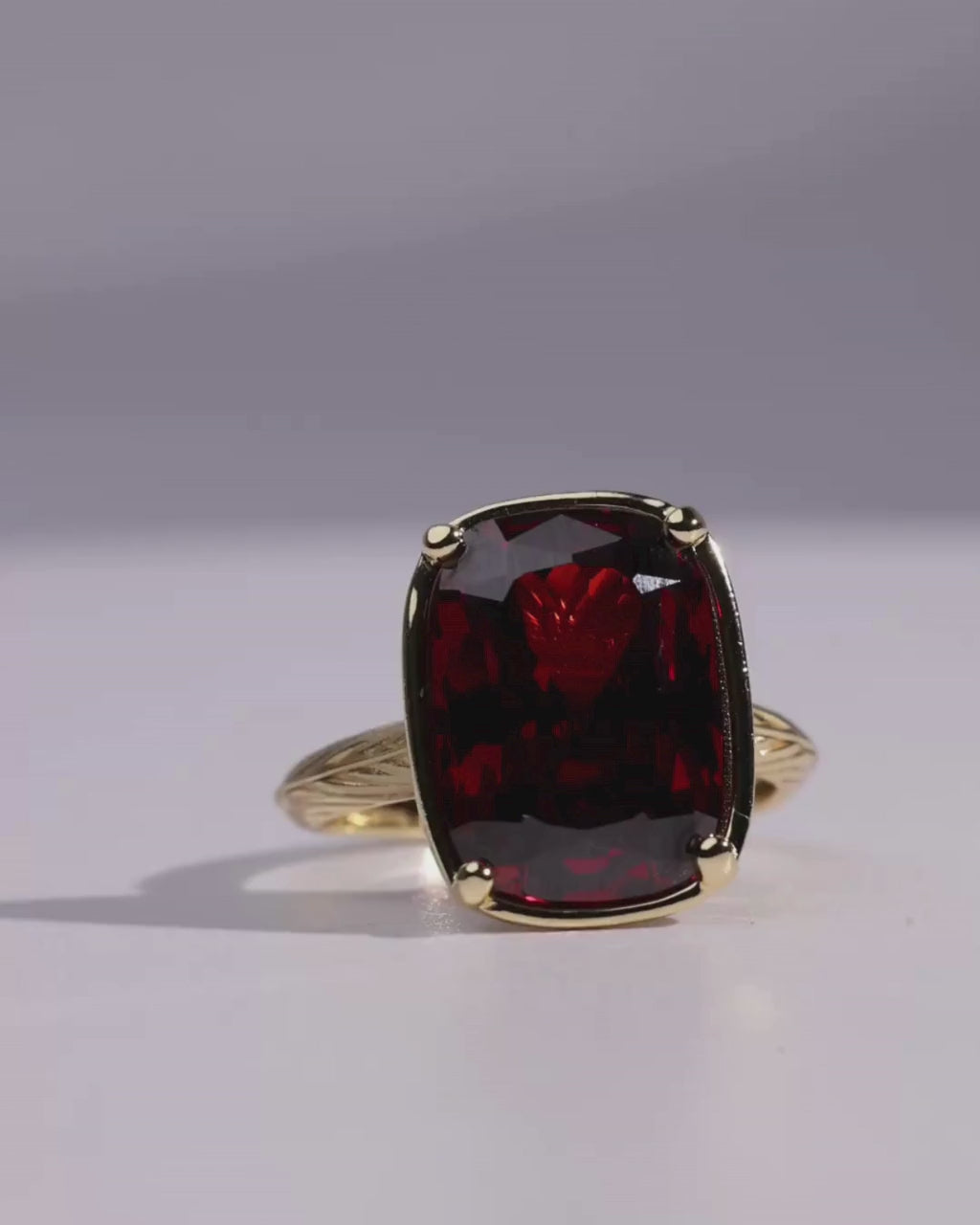Sterling Silver Elongated Cushion Garnet CZ Cocktail Ring