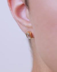 Sterling Silver Emerald Cut Bezel Set Stud Earrings