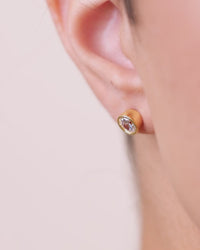 Sterling Silver Helene Round Cut Bezel Set Stud Earrings