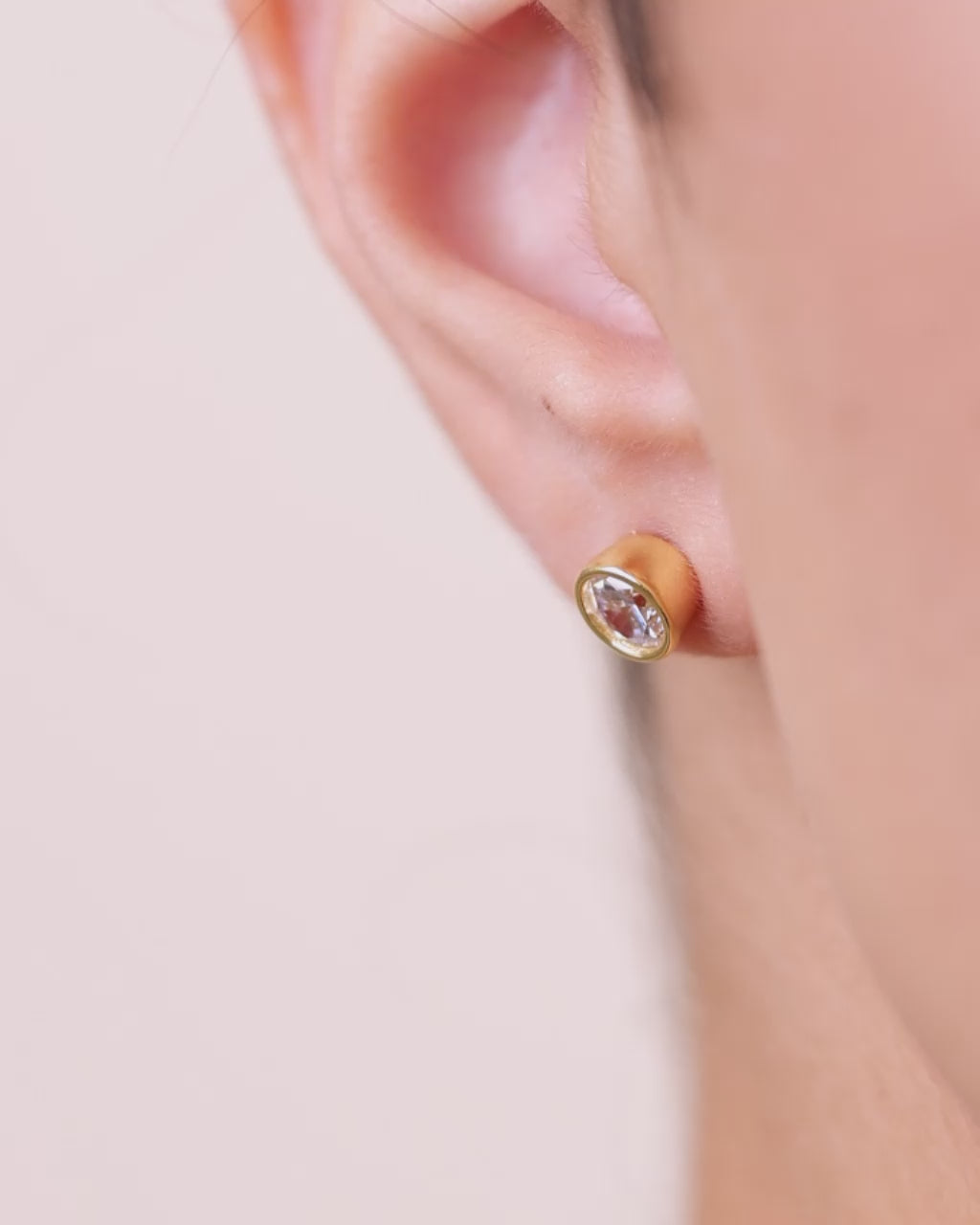 Sterling Silver Helene Round Cut Bezel Set Stud Earrings