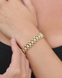 CZ Accent Watch Band Chain Bracelet