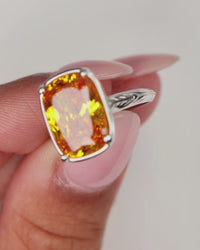 Sterling Silver Elongated Cushion Canary CZ Cocktail Ring