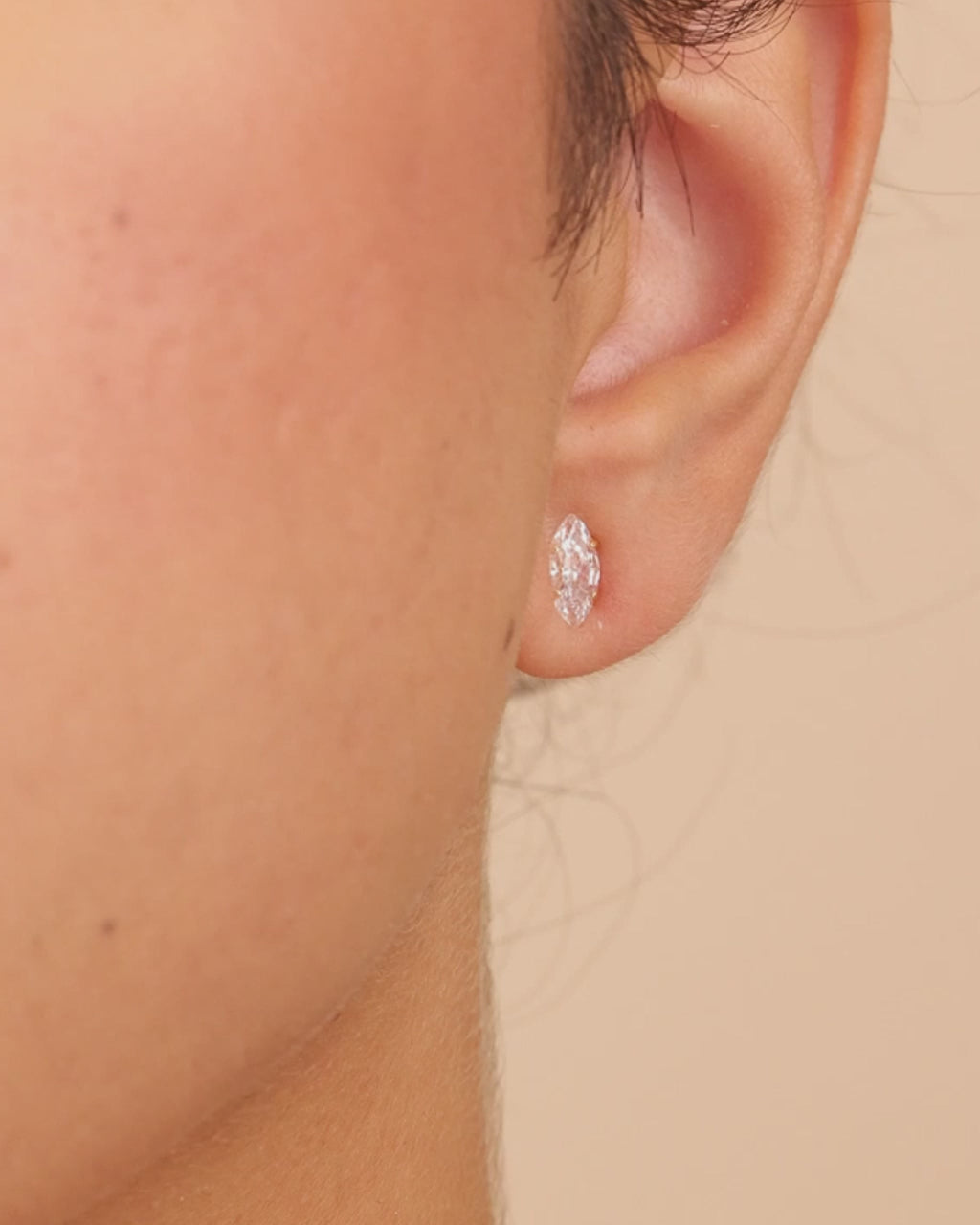 Sterling Silver Marquise Cut Prong Set Stud Earrings
