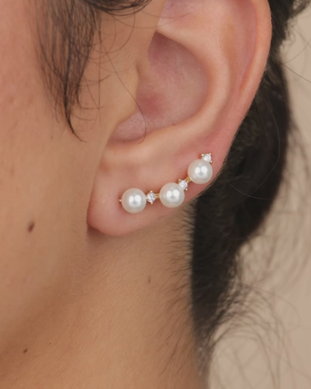 Sterling Silver Siena CZ & Pearl Threader Earrings