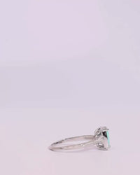 Sterling Silver Mini Icy Blue Opal Elongated Cushion Ring