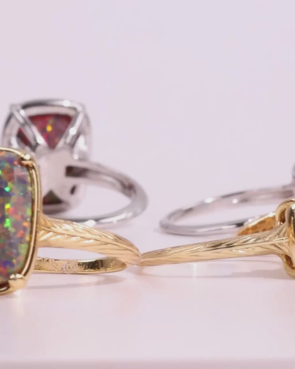 Sterling Silver Mini Brown Opal Elongated Cushion Ring