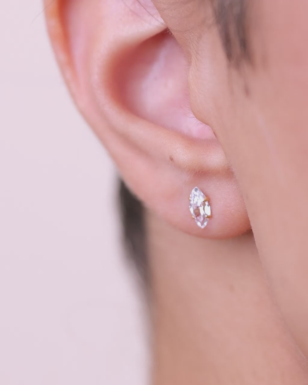 Sterling Silver Marquise Cut Prong Set Stud Earrings