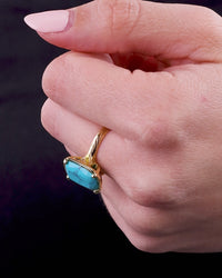 Sterling Silver Elongated Cushion Turquoise Cocktail Ring