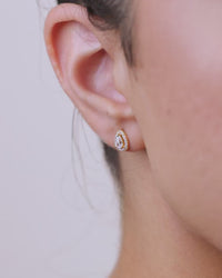 Sterling Silver Pear Cut Brilliant Halo Studs