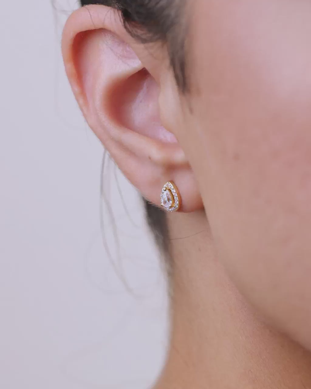 Sterling Silver Pear Cut Brilliant Halo Studs