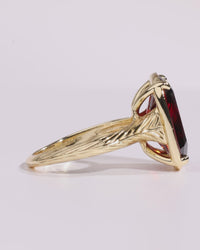 Sterling Silver Elongated Cushion Garnet CZ Cocktail Ring
