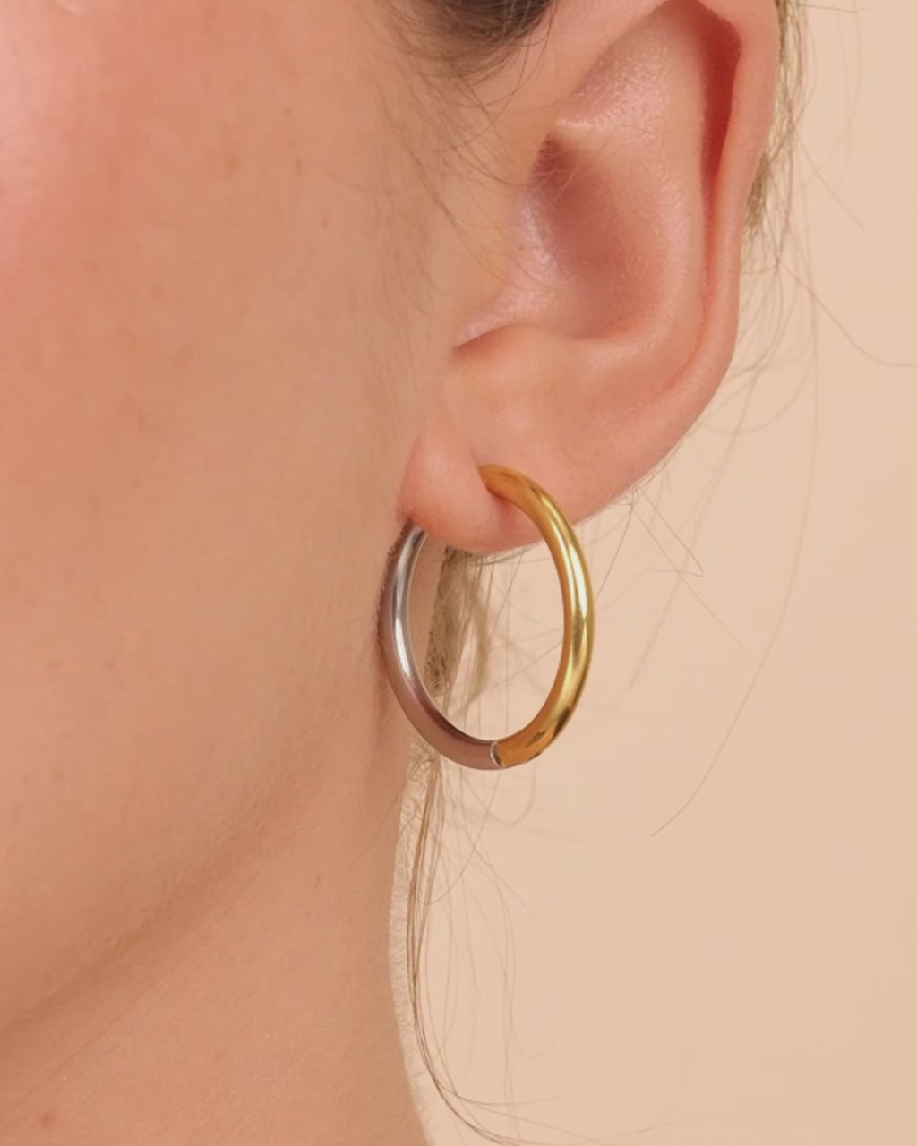 Cinzia Dual Tone Thin Micro Hoops