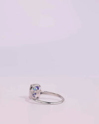 Sterling Silver Mini Cobalt Blue Opal Elongated Cushion Ring