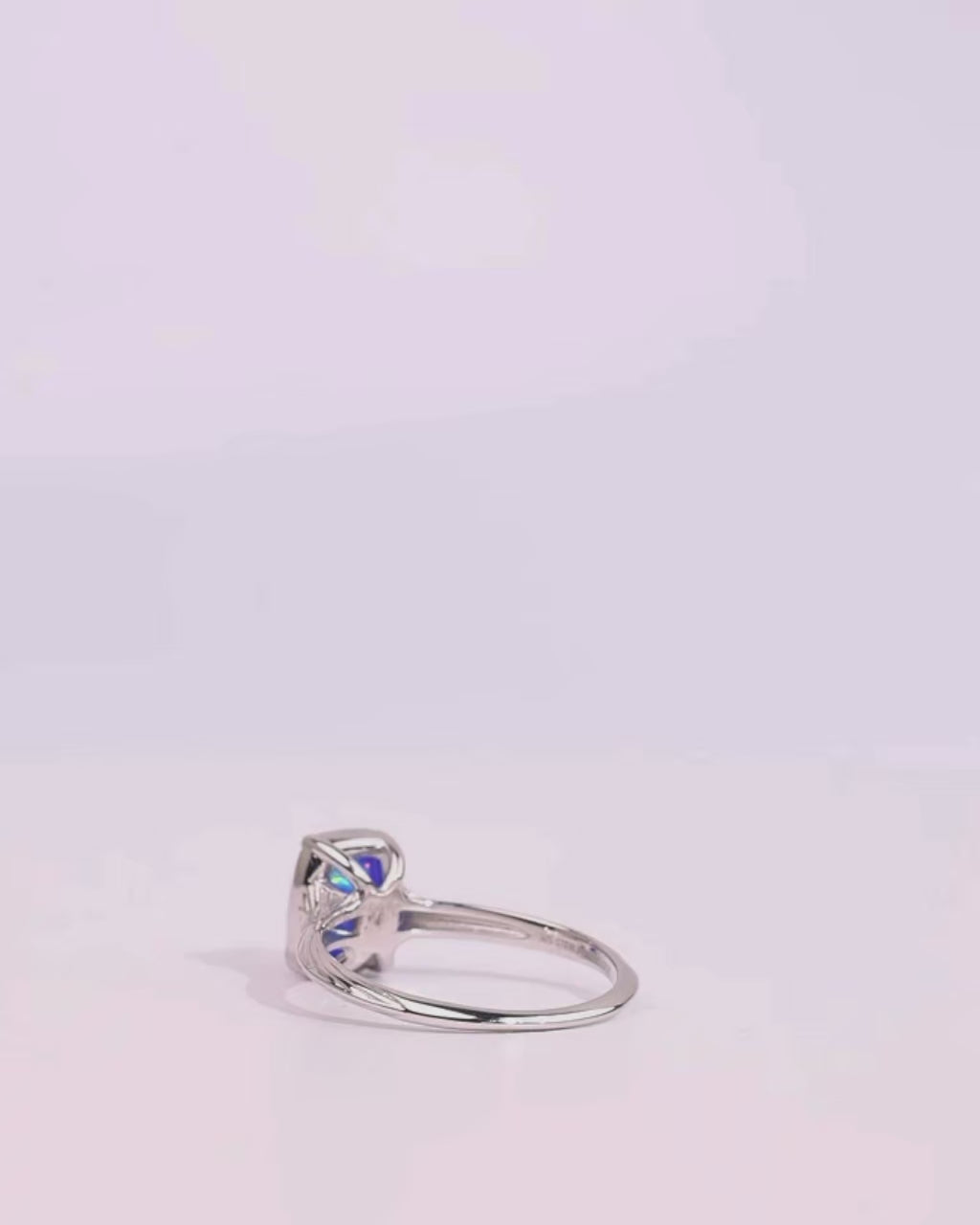 Sterling Silver Mini Cobalt Blue Opal Elongated Cushion Ring