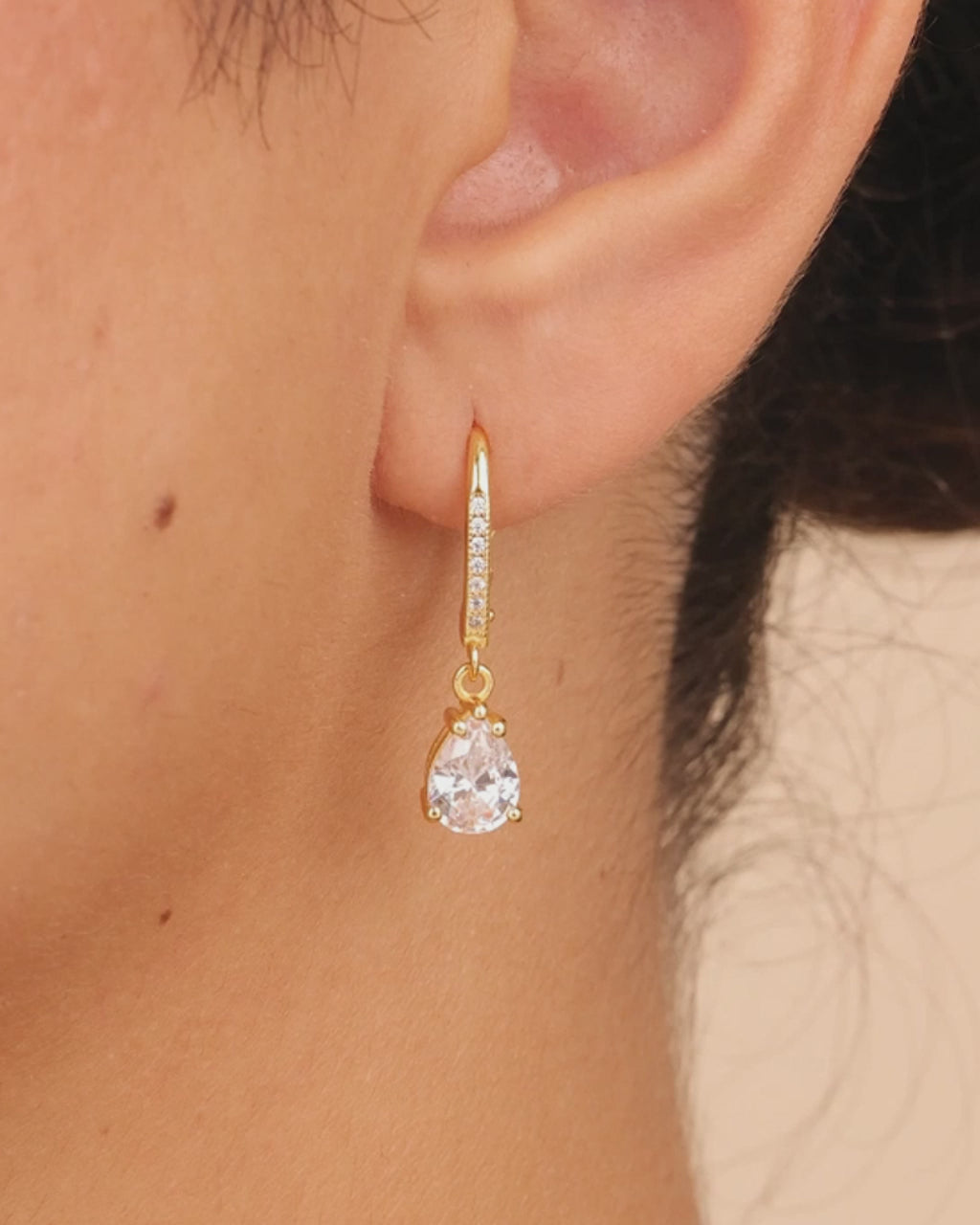 Sterling Silver Angelica Pear Cut CZ French Clip Earrings